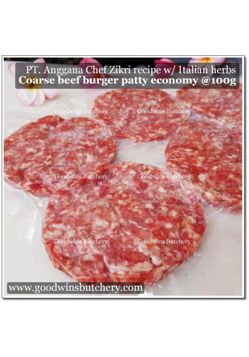 Australia BEEF BURGER PATTY 85CL (economy) seasoned with Italian herbs chef ZIKRI frozen 310g 2pcs